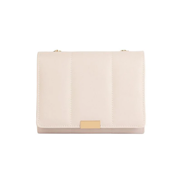Baggiees Beige Leather Hand Bag